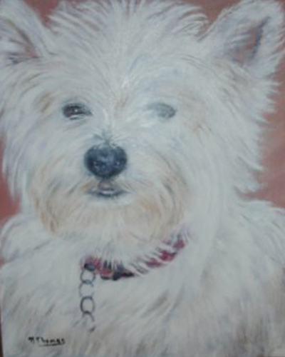 Chien-Westie--Huile-sur-toile