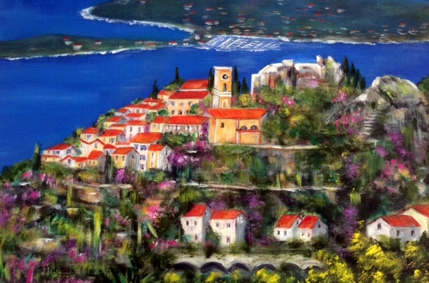 Cote d azur Village Eze- vue sur St Jean Cap Ferrat