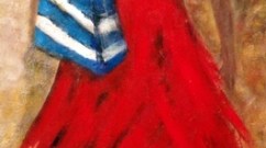 Femme en rouge de dos